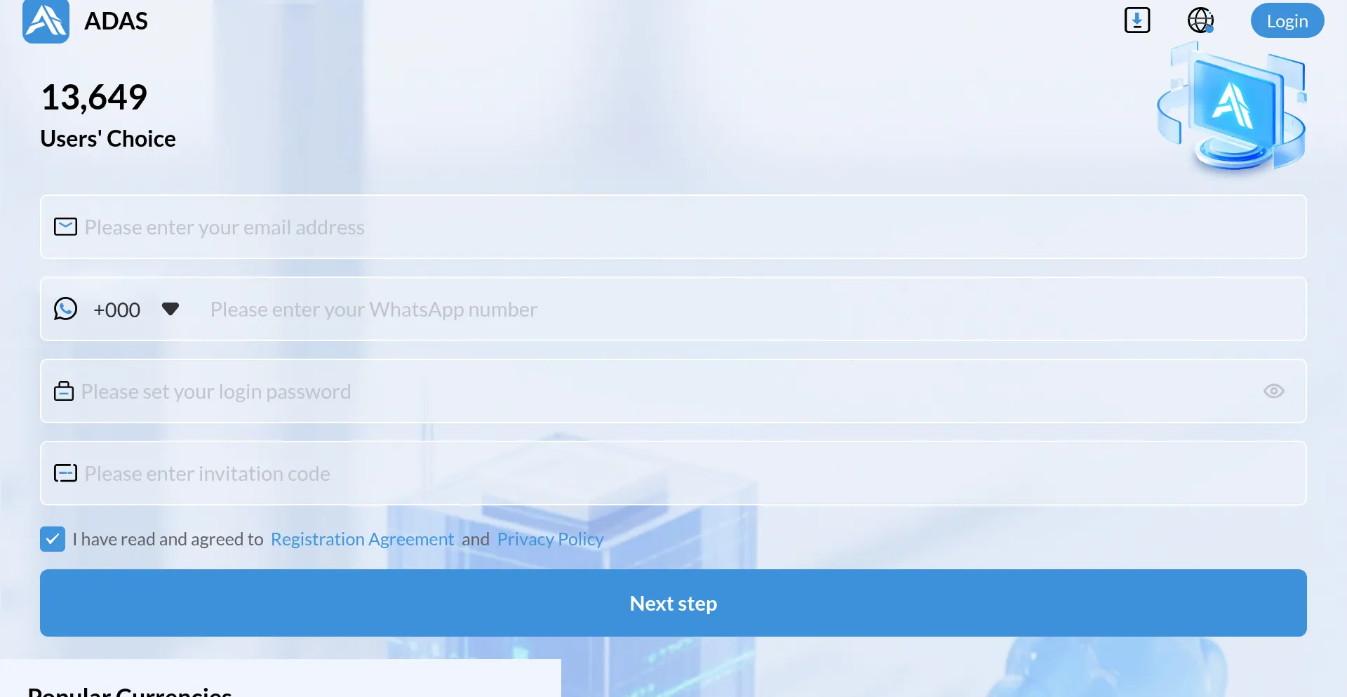 Website screenshot of Adas.ai-q.me