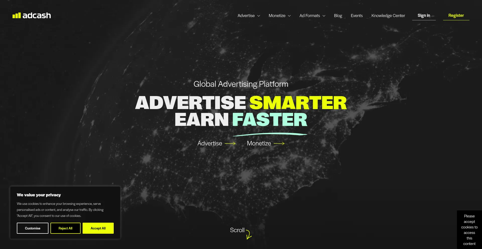 Adcash.com Screenshot
