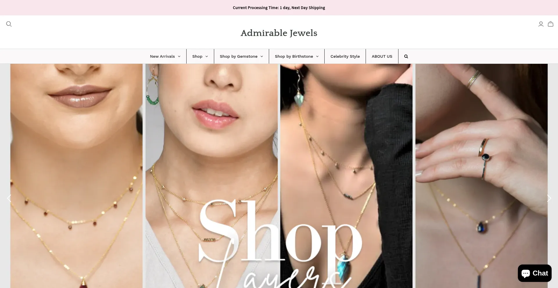 Website screenshot of Admirablejewels.com
