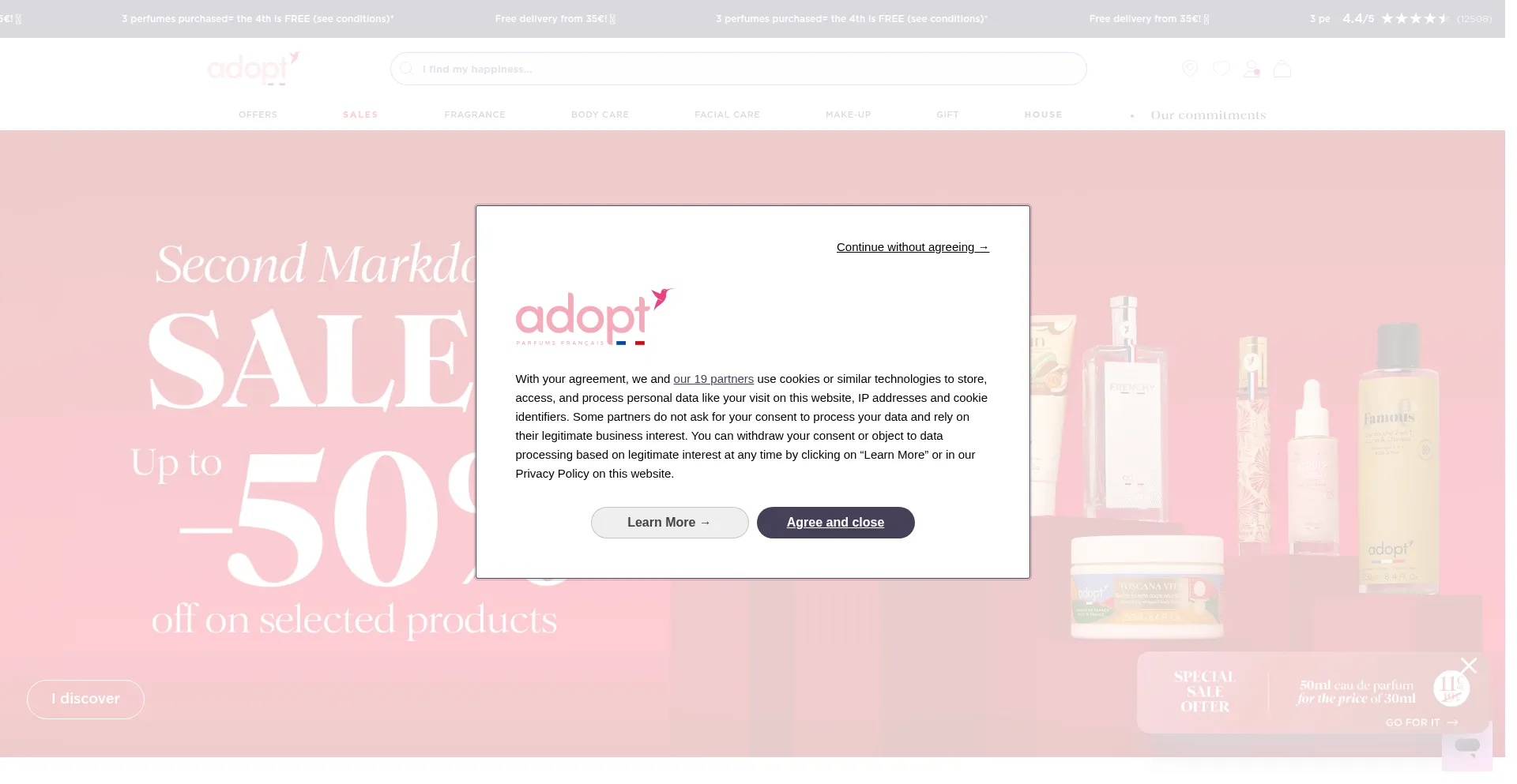 Website screenshot of Adopt.com