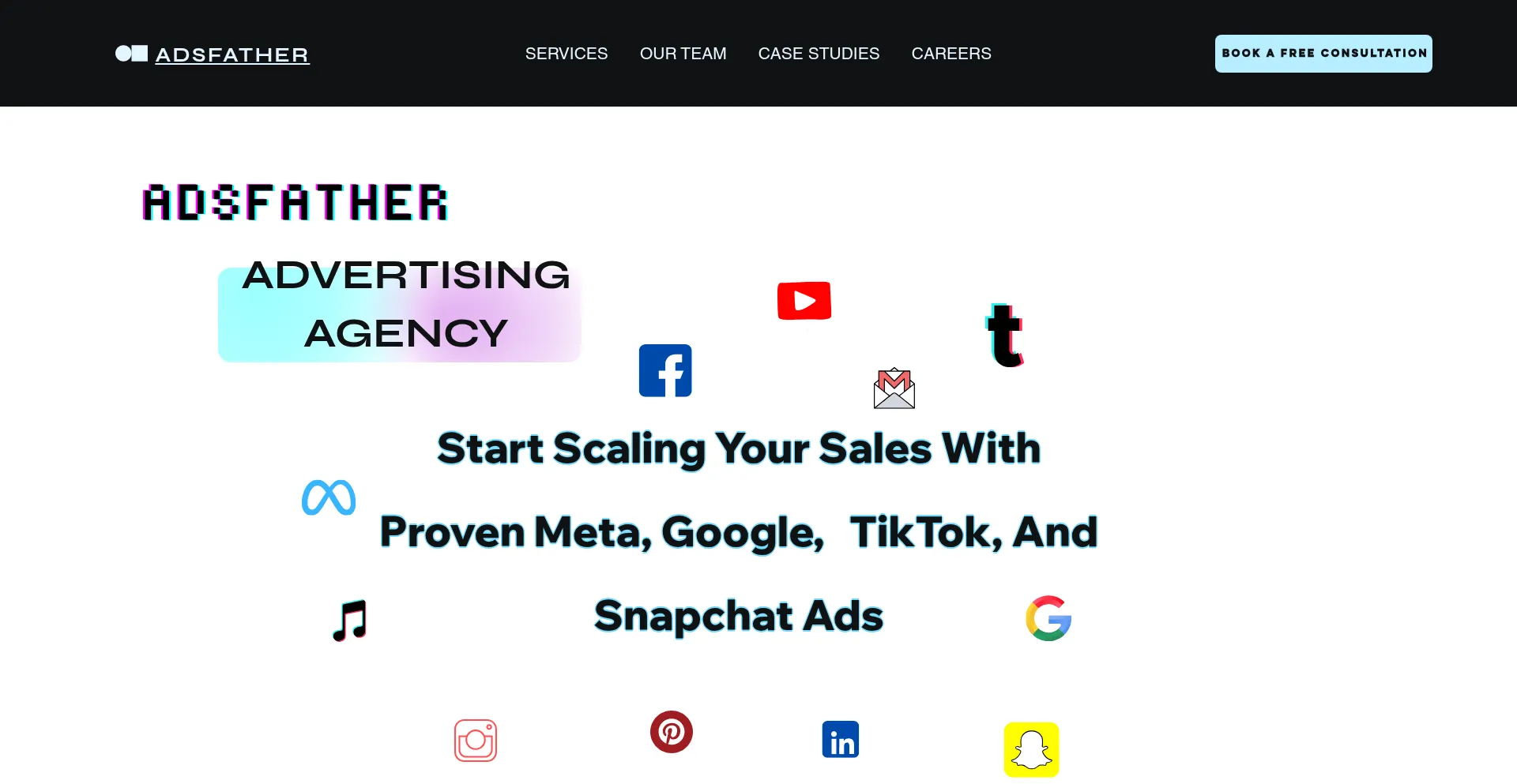 Website screenshot of Adsfather.com