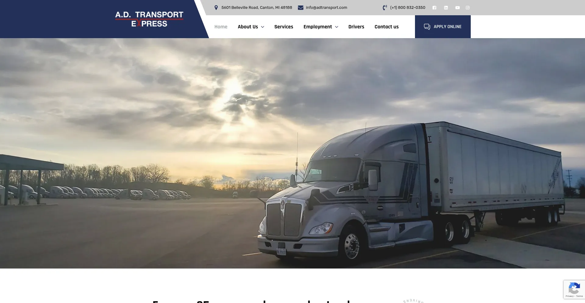 Website screenshot of Adtransport.com