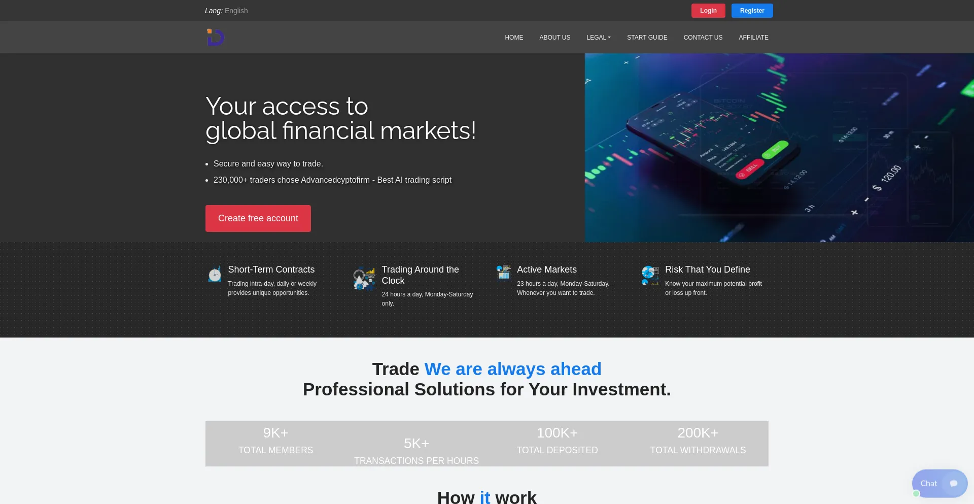 Website screenshot of Advancedcyptofirm.info