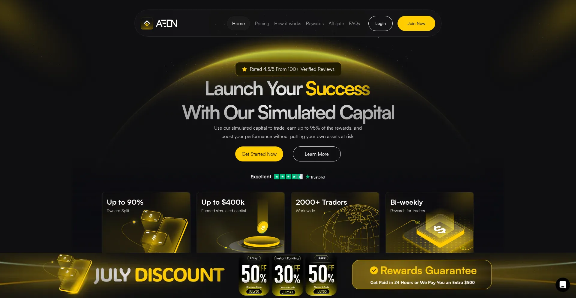 Website screenshot of Aeonfunded.com