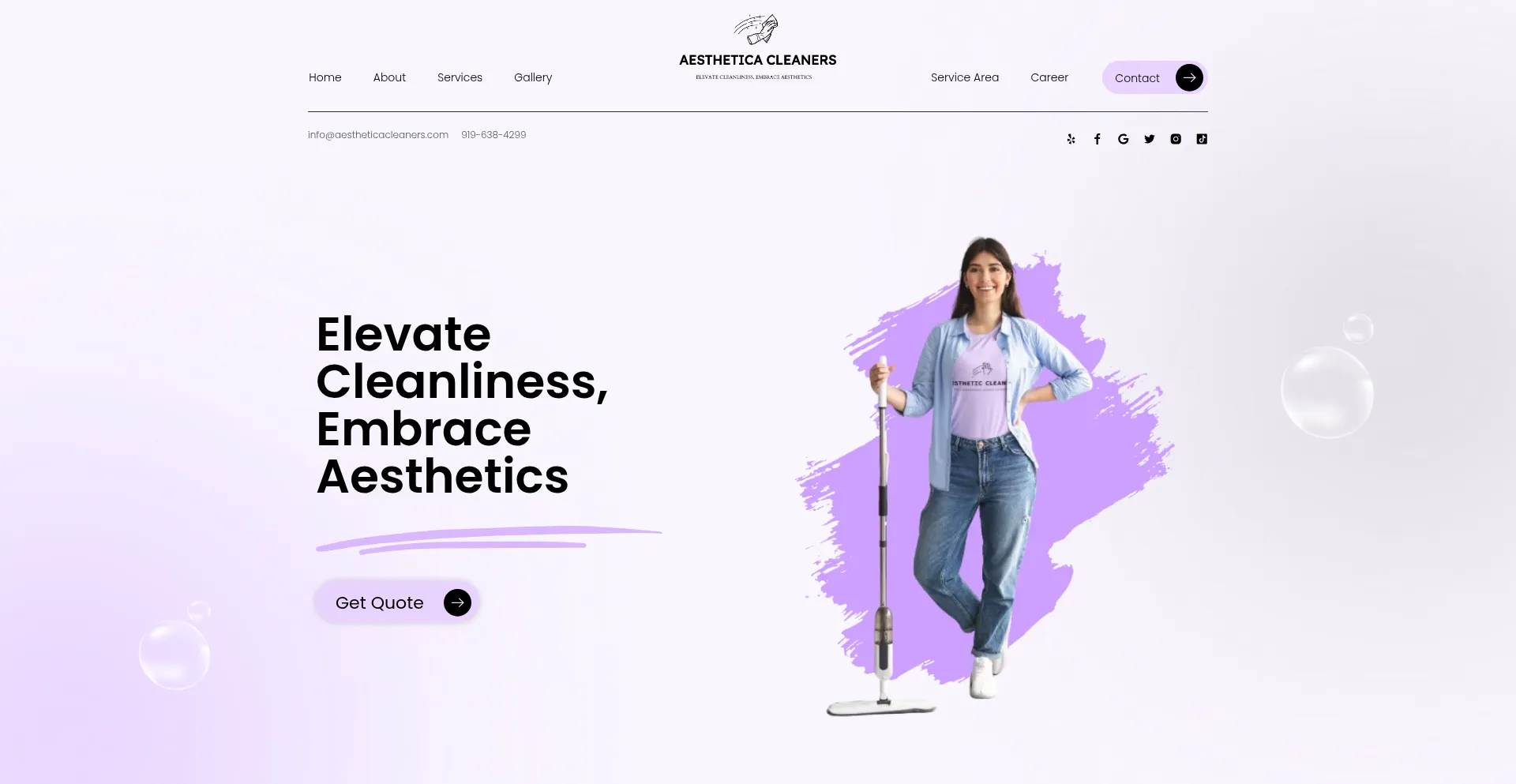 Website screenshot of Aestheticacleaners.com