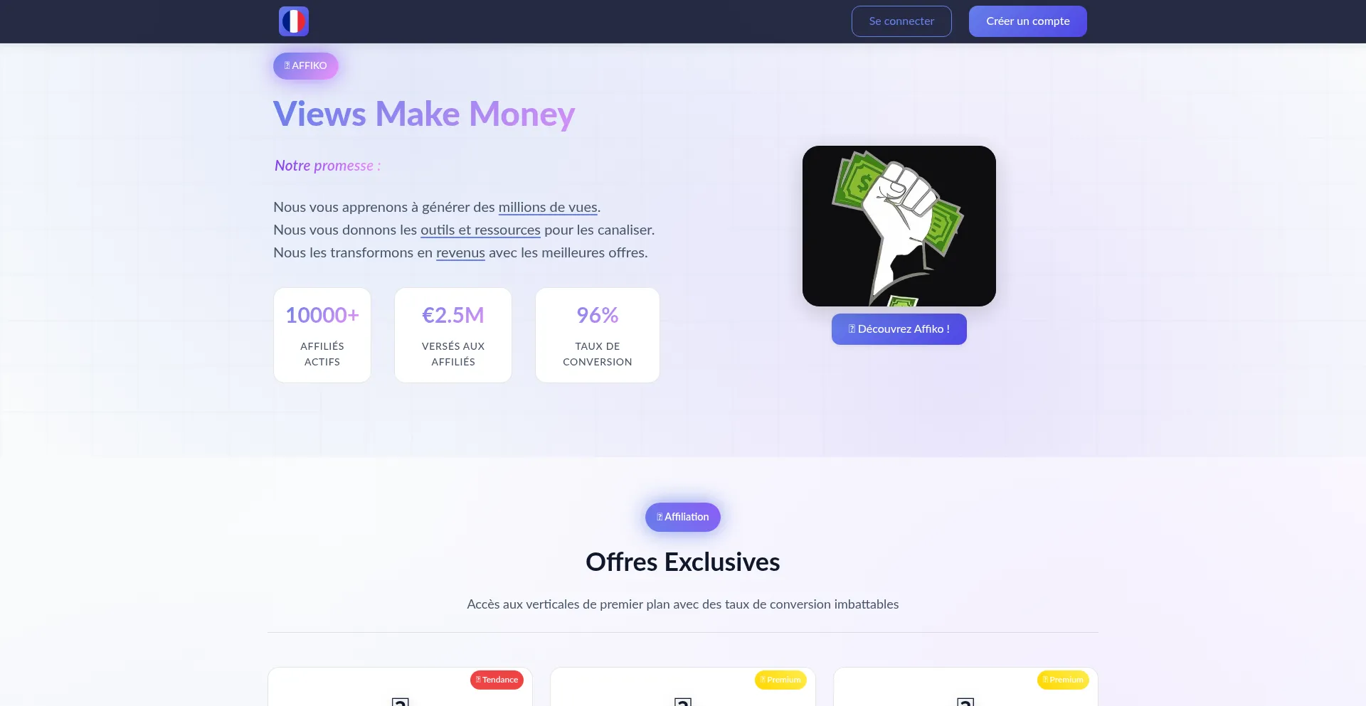 Website screenshot of Affiko.com