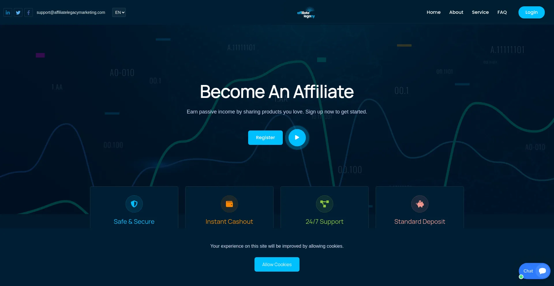 Website screenshot of Affiliatelegacymarketing.com