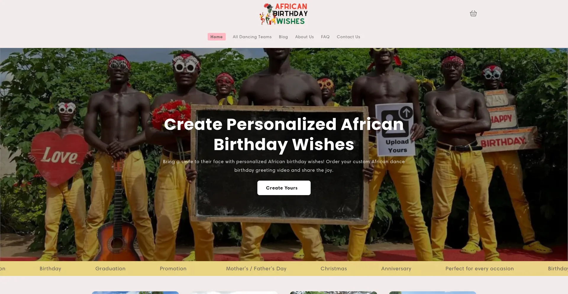 Website screenshot of Africanbirthdaywishes.com