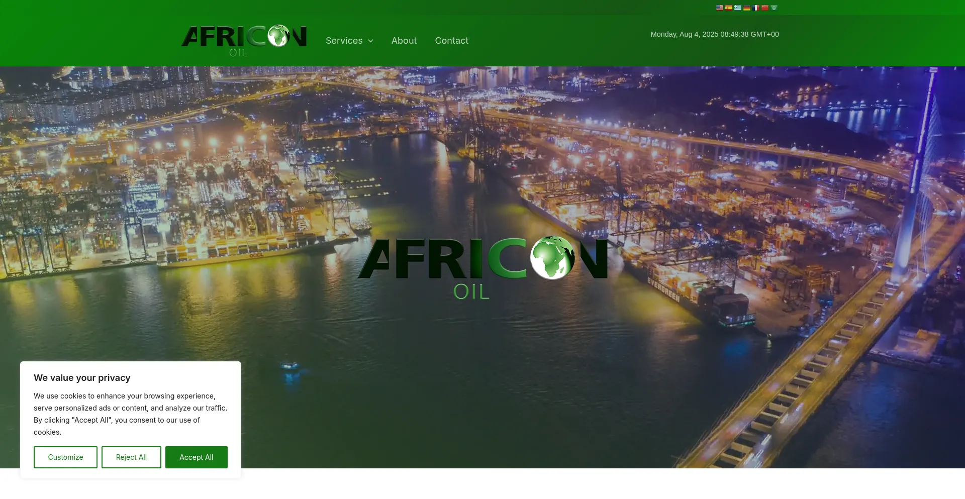Website screenshot of Africonoil.com