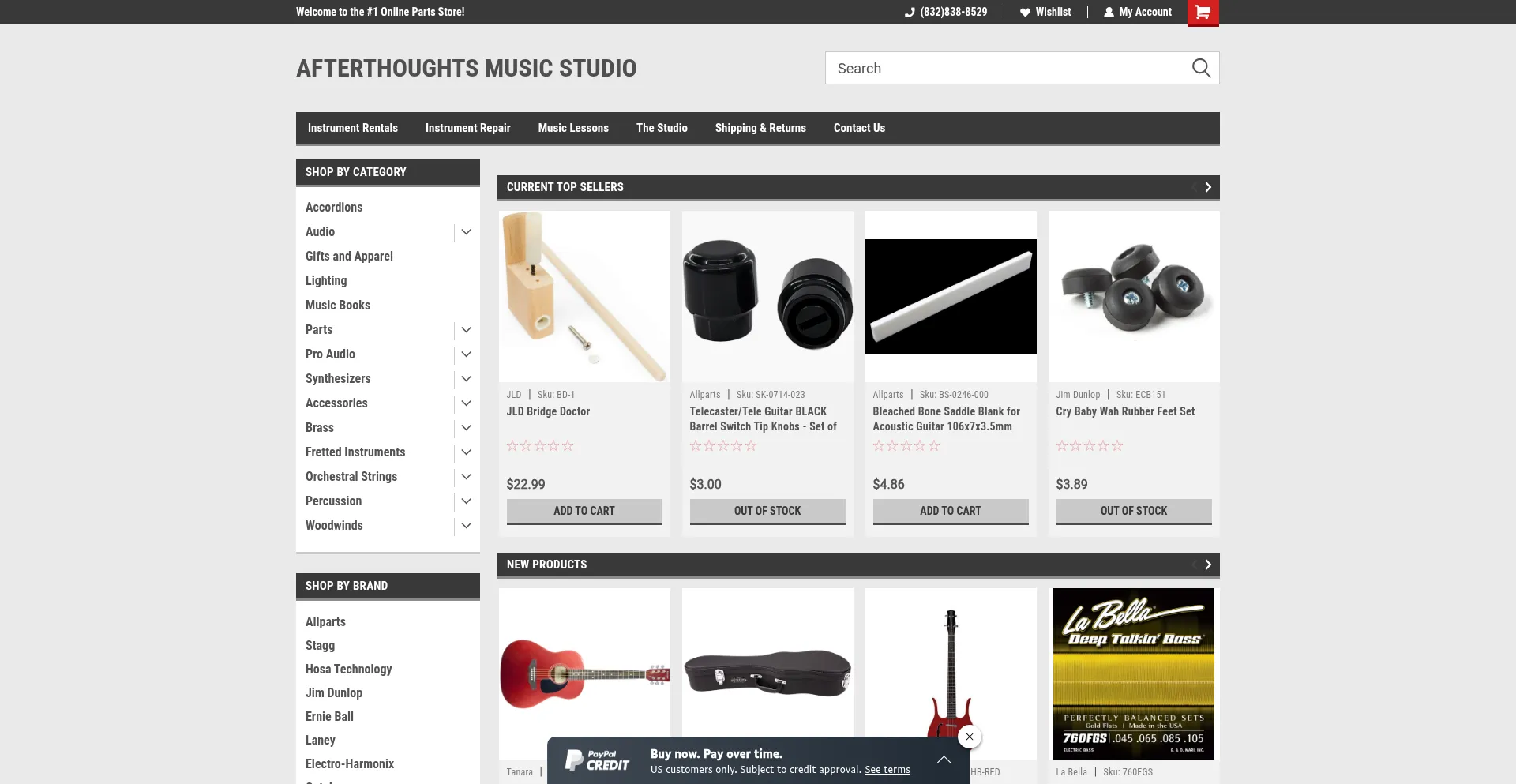 Website screenshot of Afterthoughtsmusicstudio.com