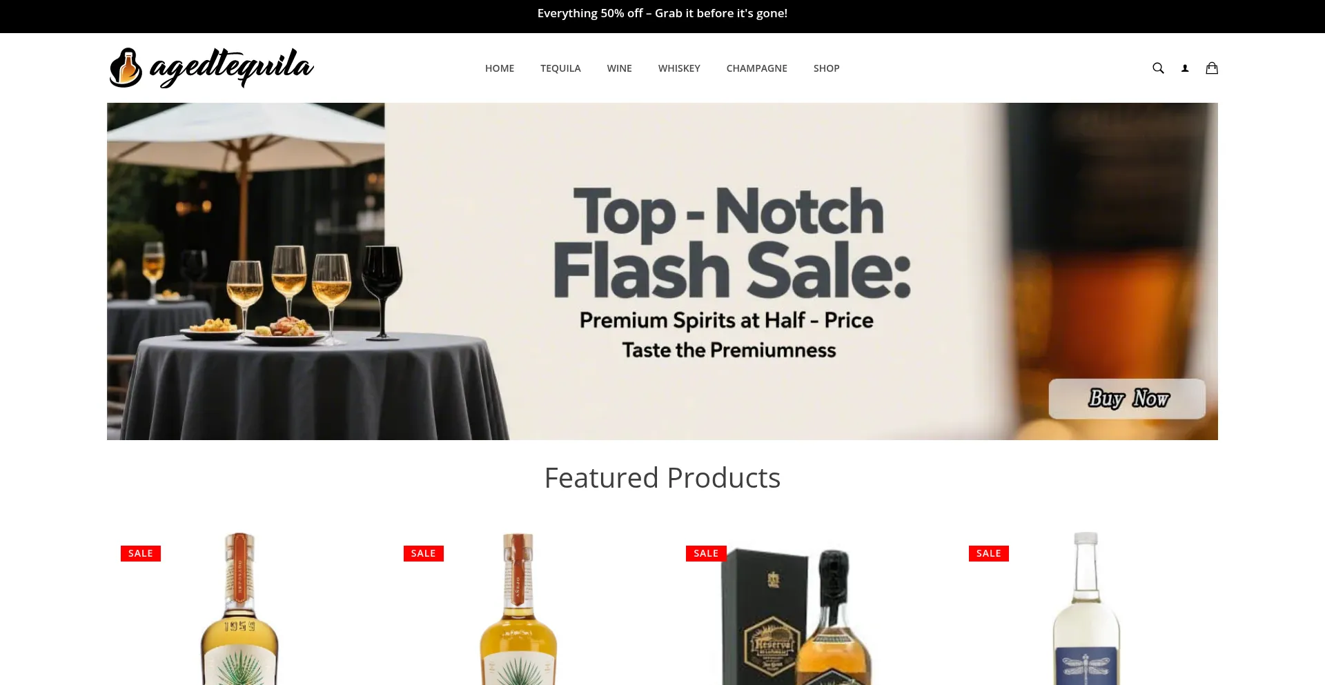 Website screenshot of Agedtequila.com
