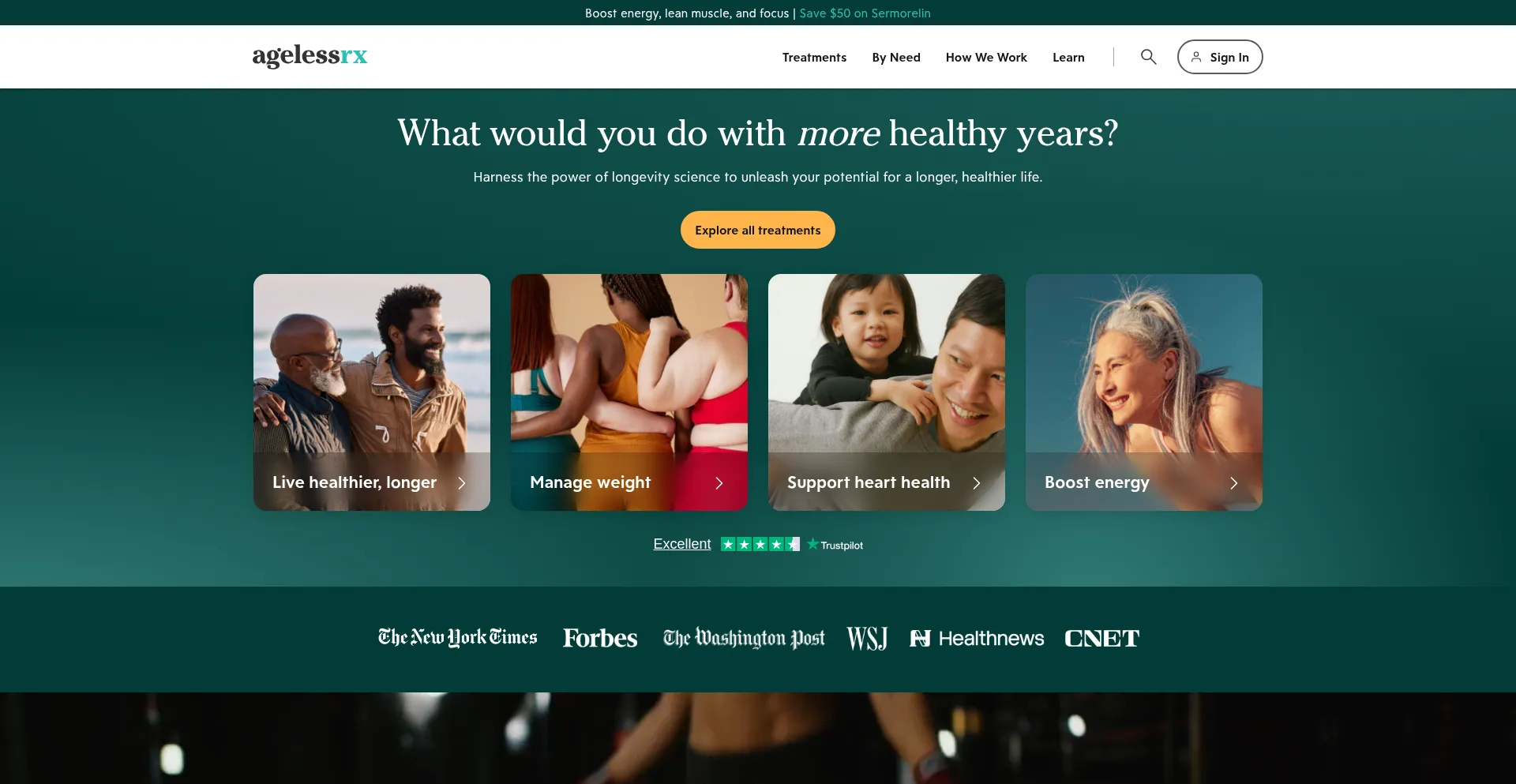 Website screenshot of Agelessrx.com