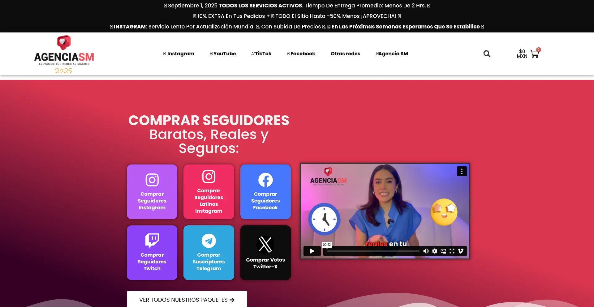 Website screenshot of Agenciasm.com.mx