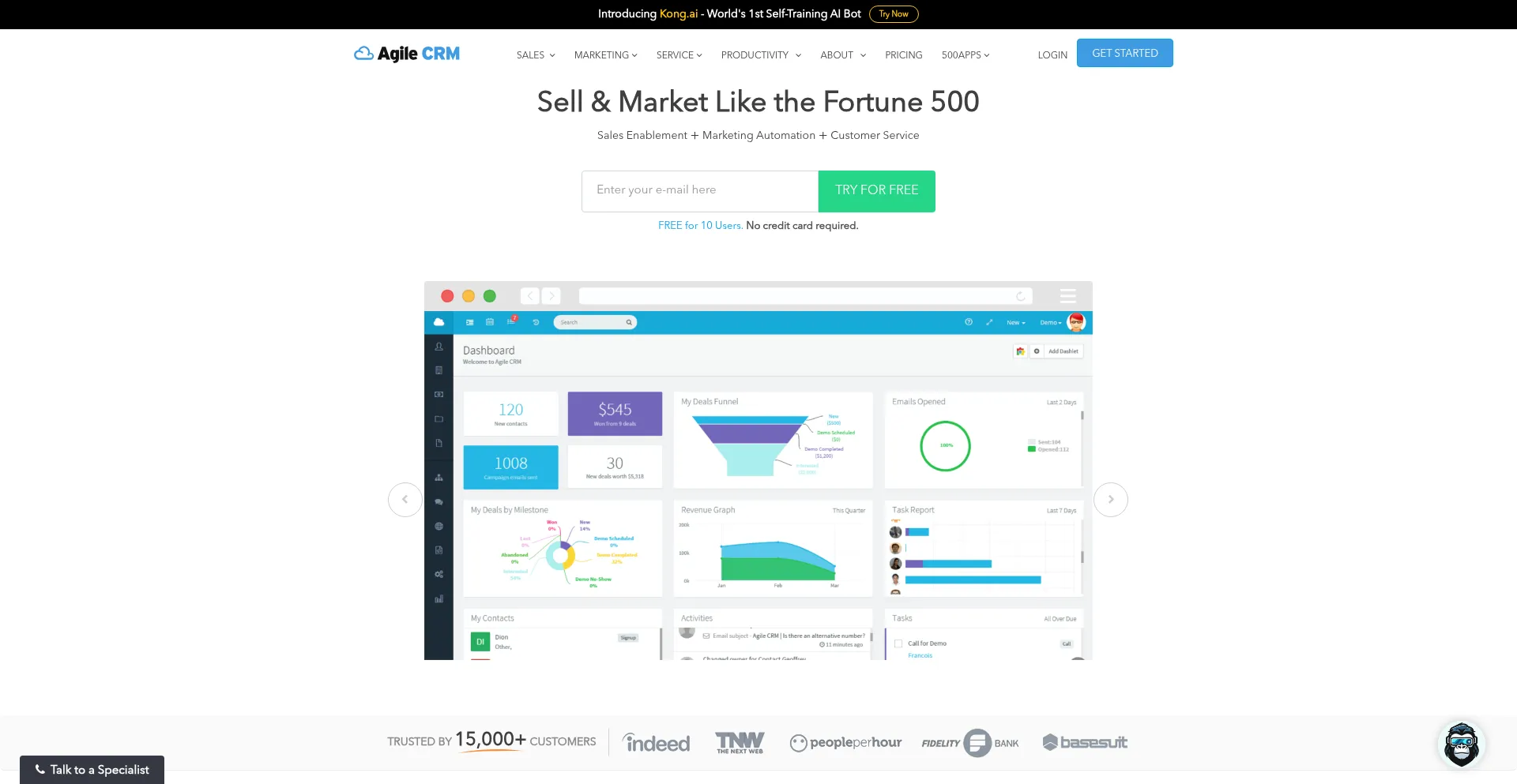 Agilecrm.com Screenshot