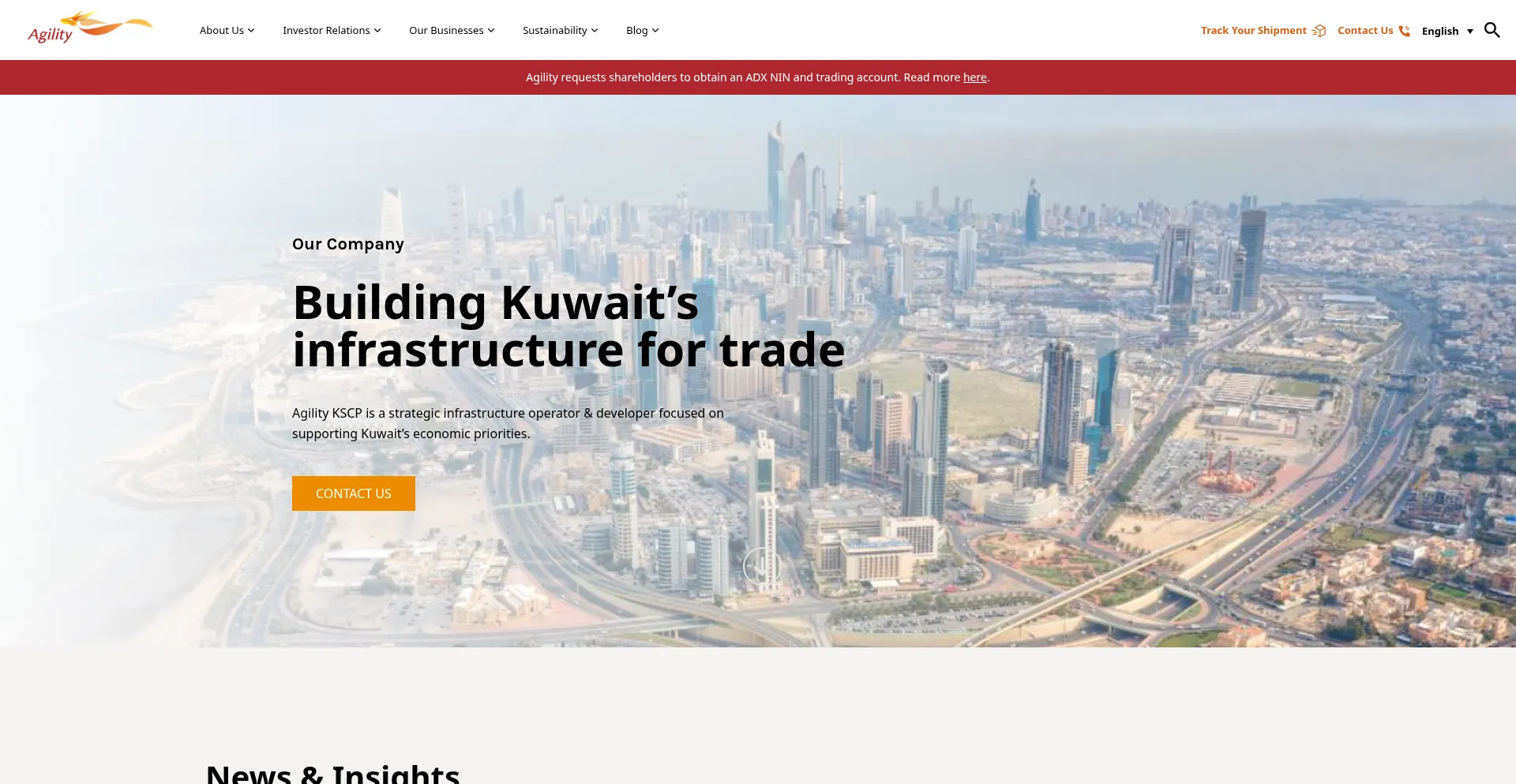 Website screenshot of Agility.com