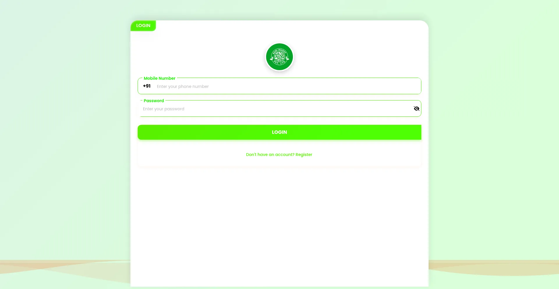 Website screenshot of Agri-invest99.icu