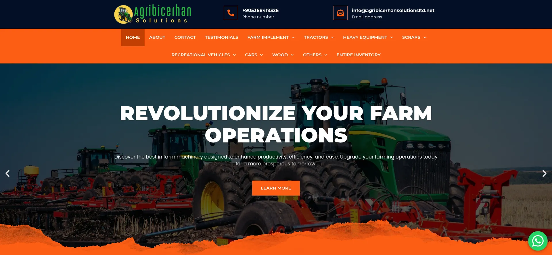 Website screenshot of Agribicerhansolutionsltd.net