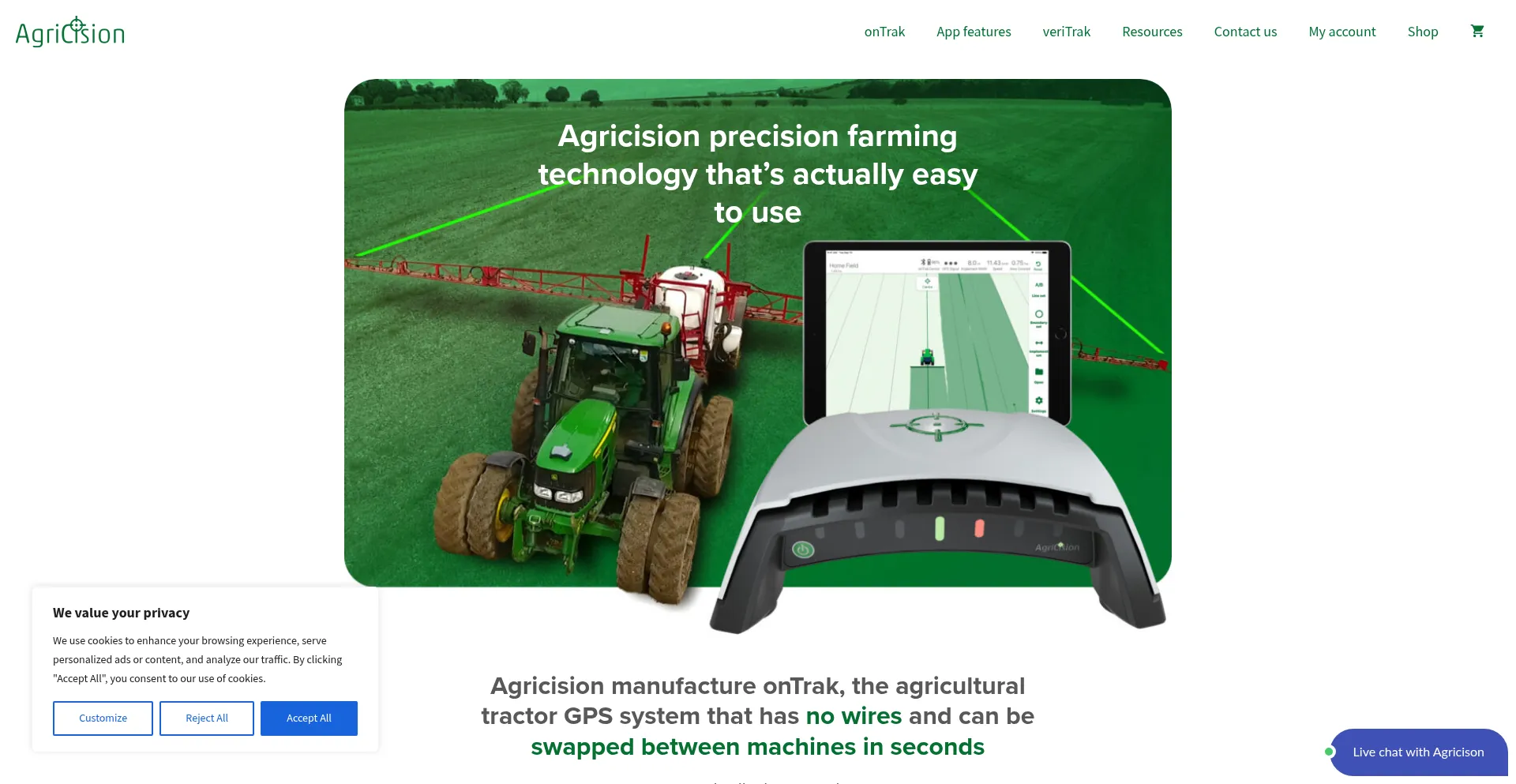 Website screenshot of Agricision.com