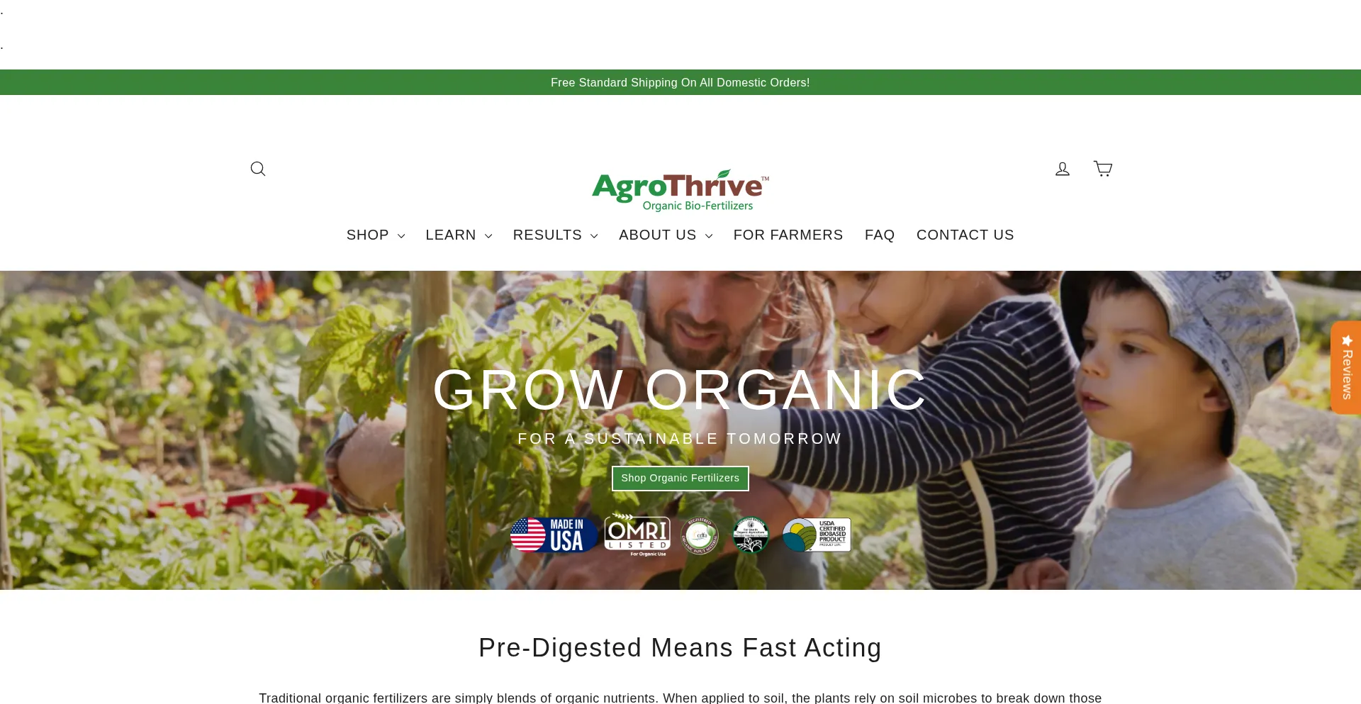 Website screenshot of Agrothrive.com
