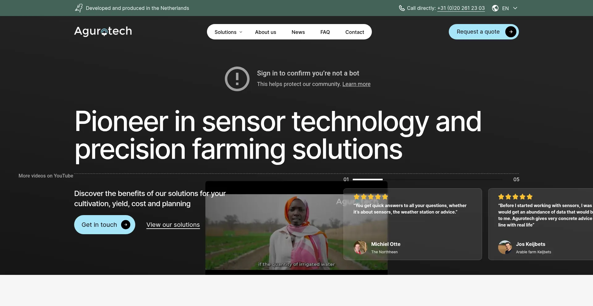 Website screenshot of Agurotech.com