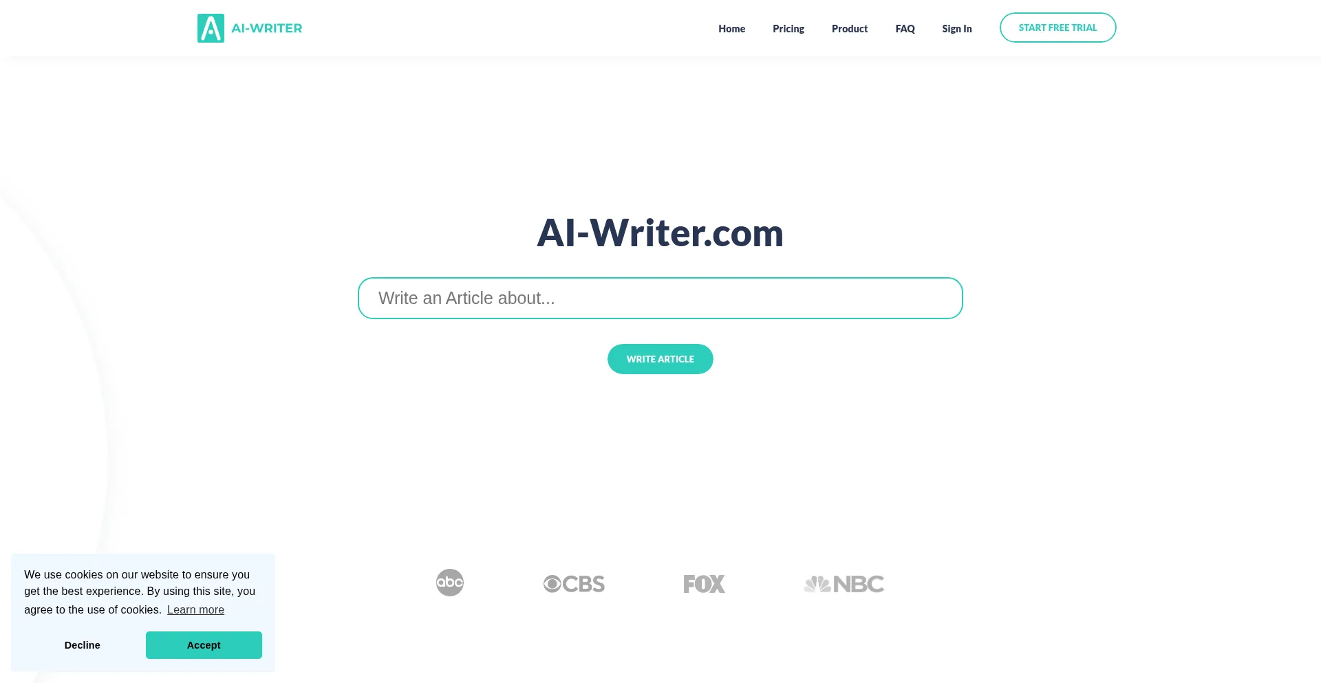 Website screenshot of Ai-writer.com