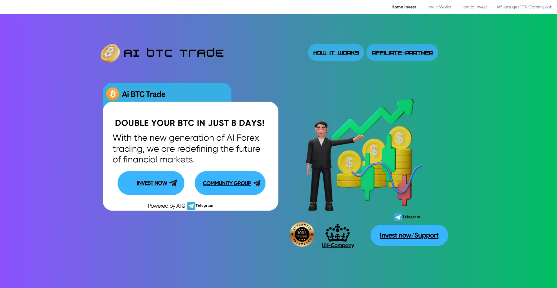 Website screenshot of Aibtctrade.cc