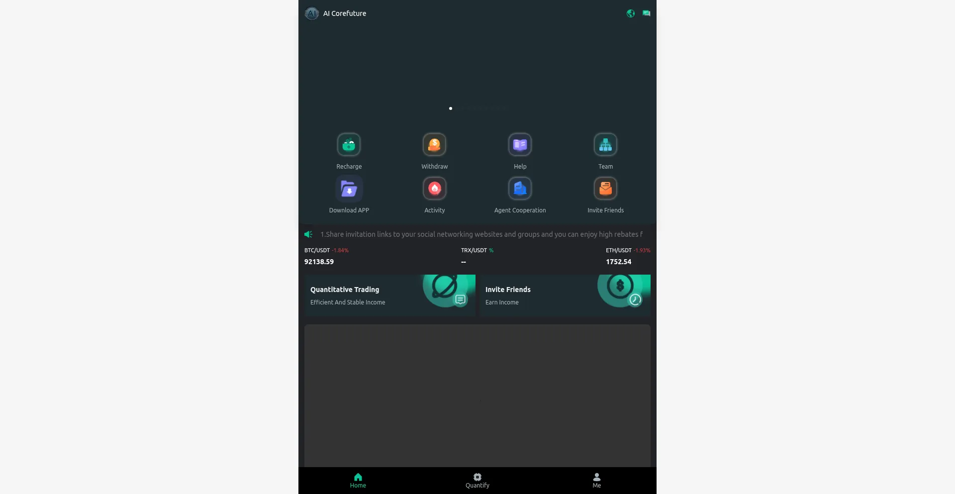 Website screenshot of Aicorefuture.com