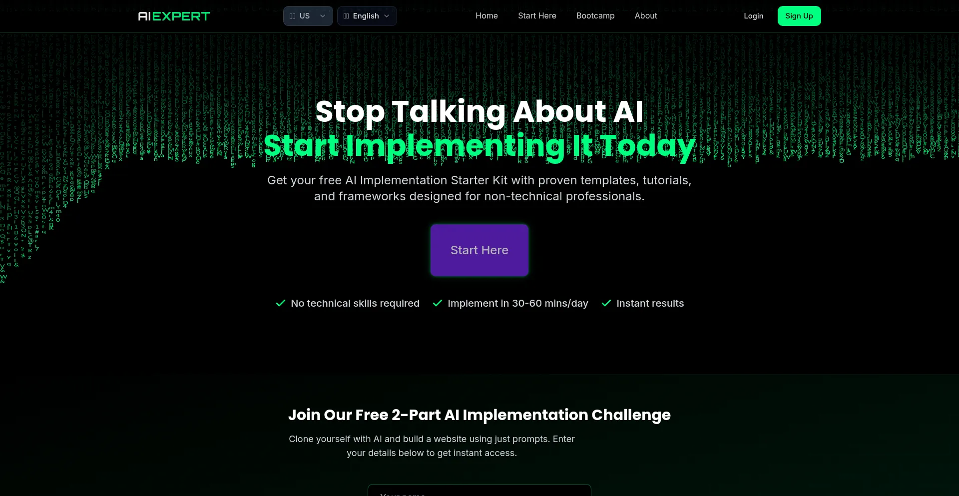 Website screenshot of Aiexpert.com