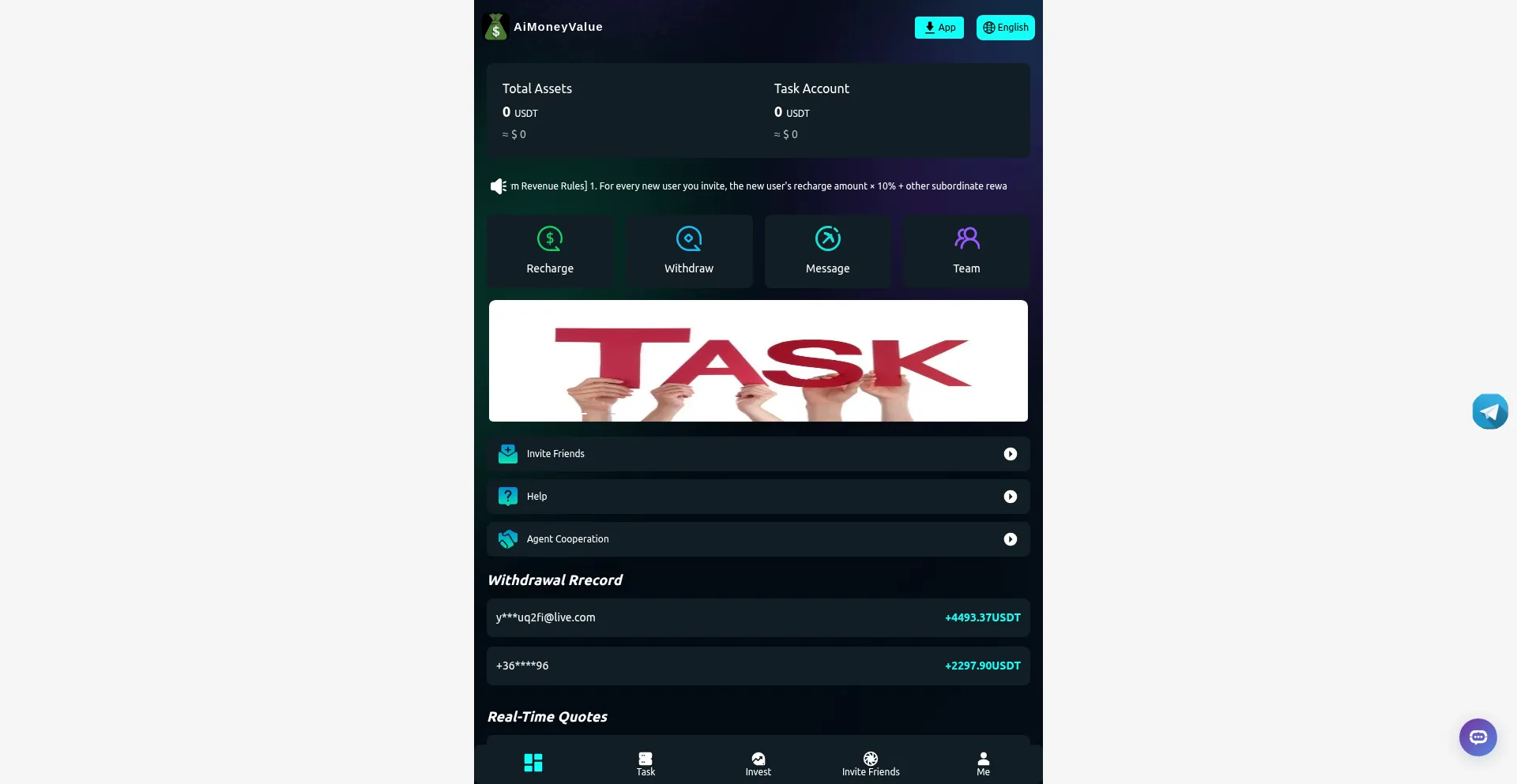 Website screenshot of Aimoneyvalue.com