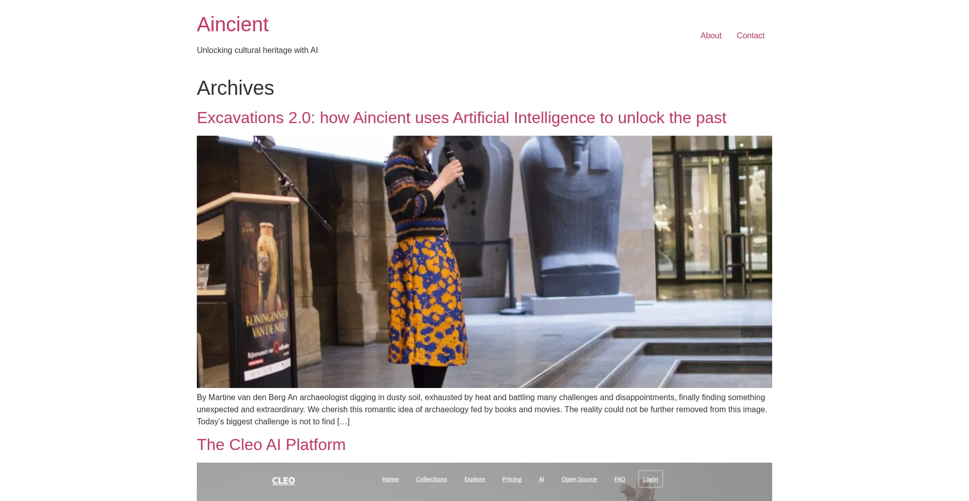 Website screenshot of Aincient.org