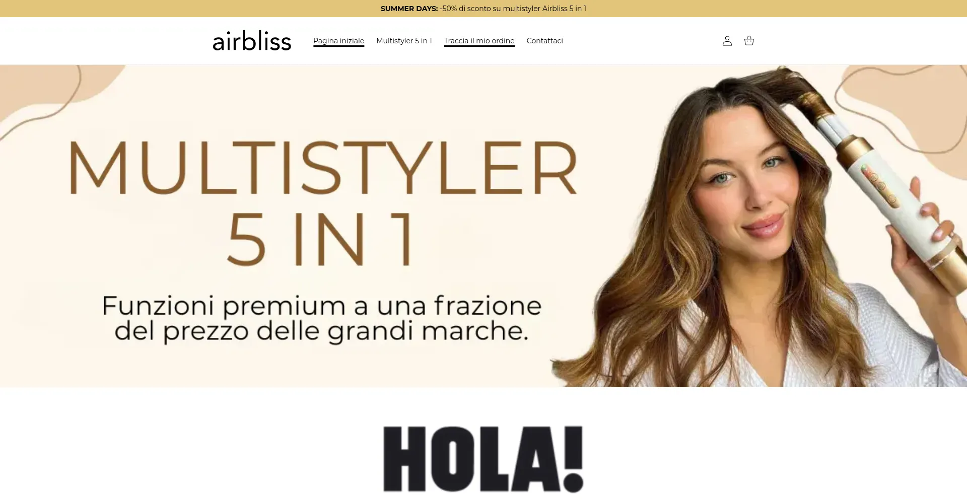 Website screenshot of Airbliss.co