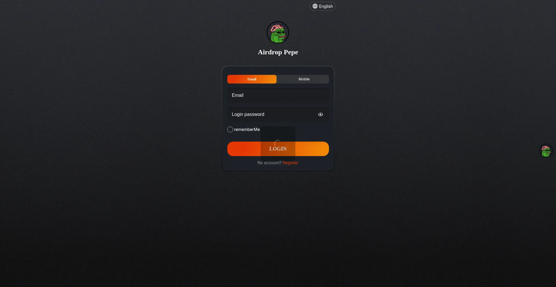 Website screenshot of Airdroppepe.com