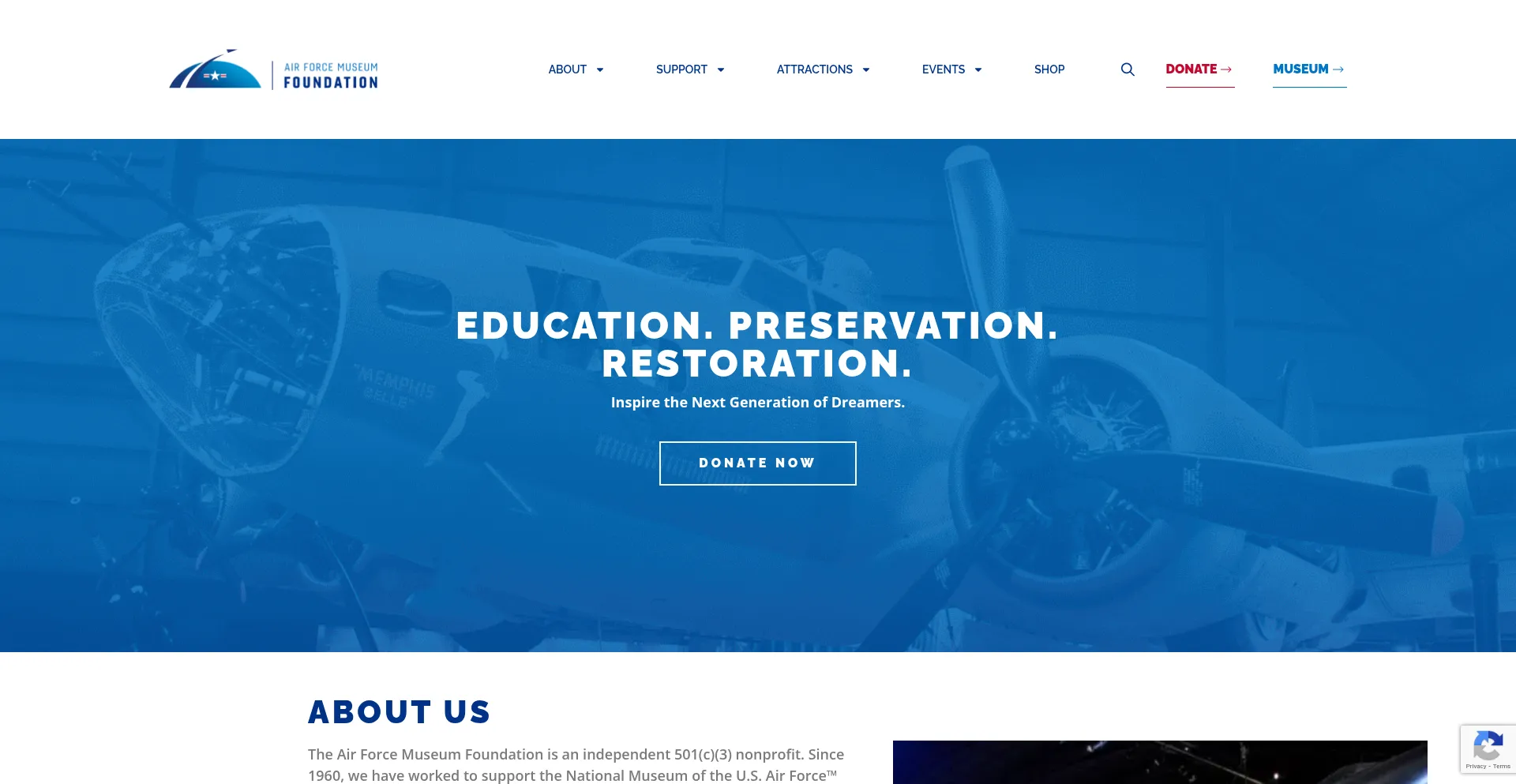 Website screenshot of Airforcemuseumfoundation.org