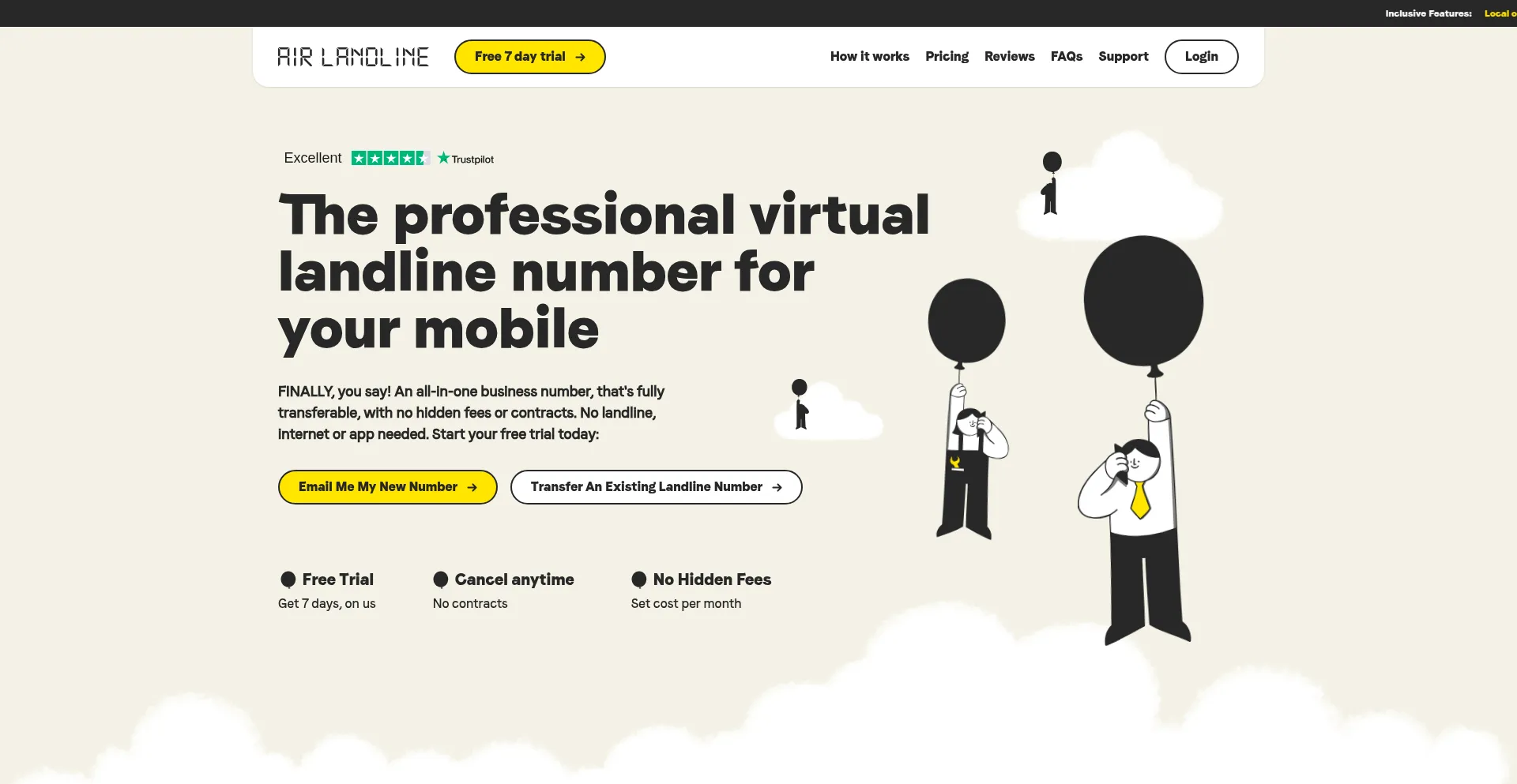 Website screenshot of Airlandline.co.uk