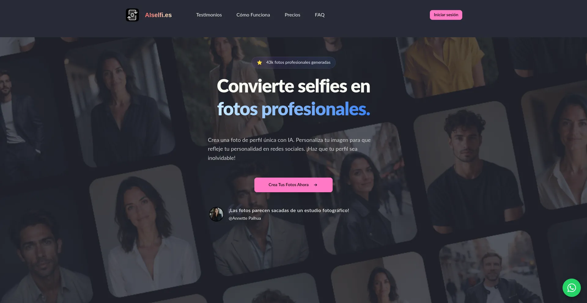 Website screenshot of Aiselfi.es