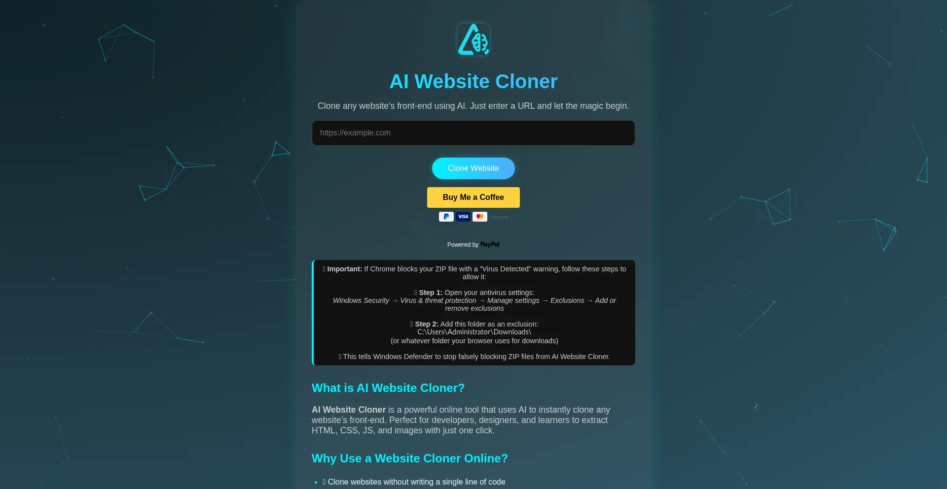 Aiwebsitecloner.com Screenshot