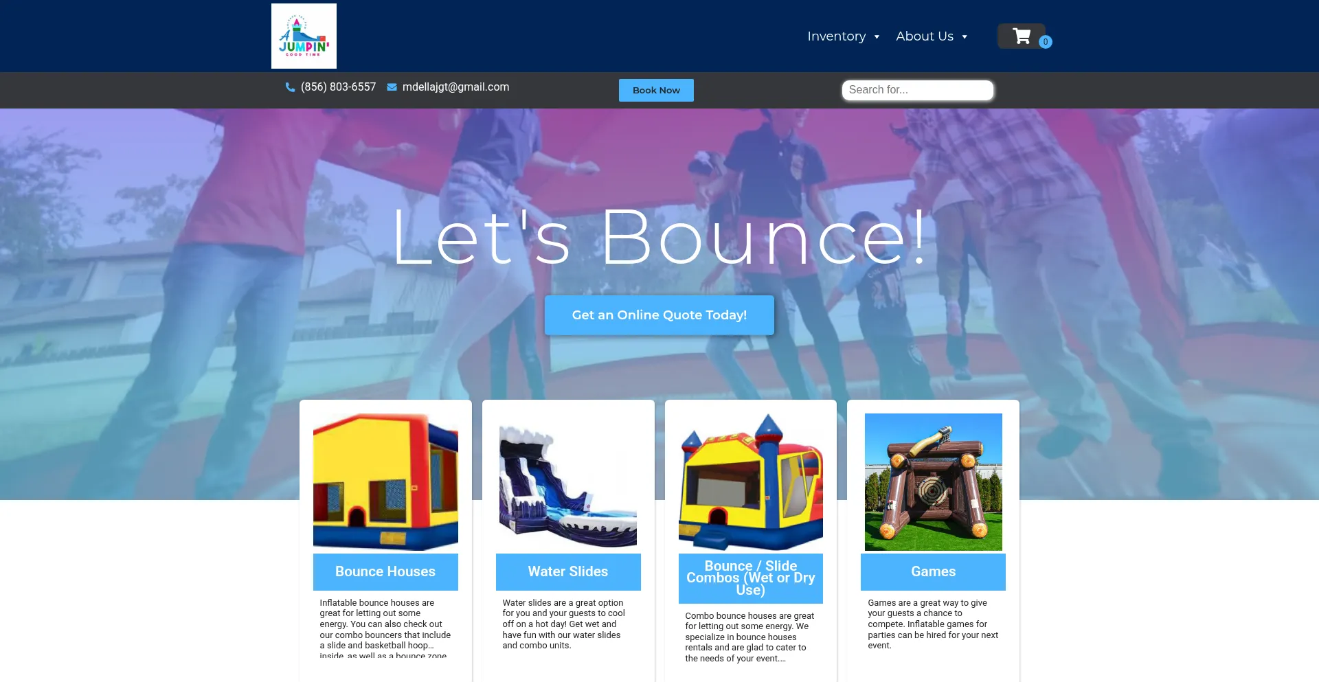 Website screenshot of Ajumpingoodtimellc.com