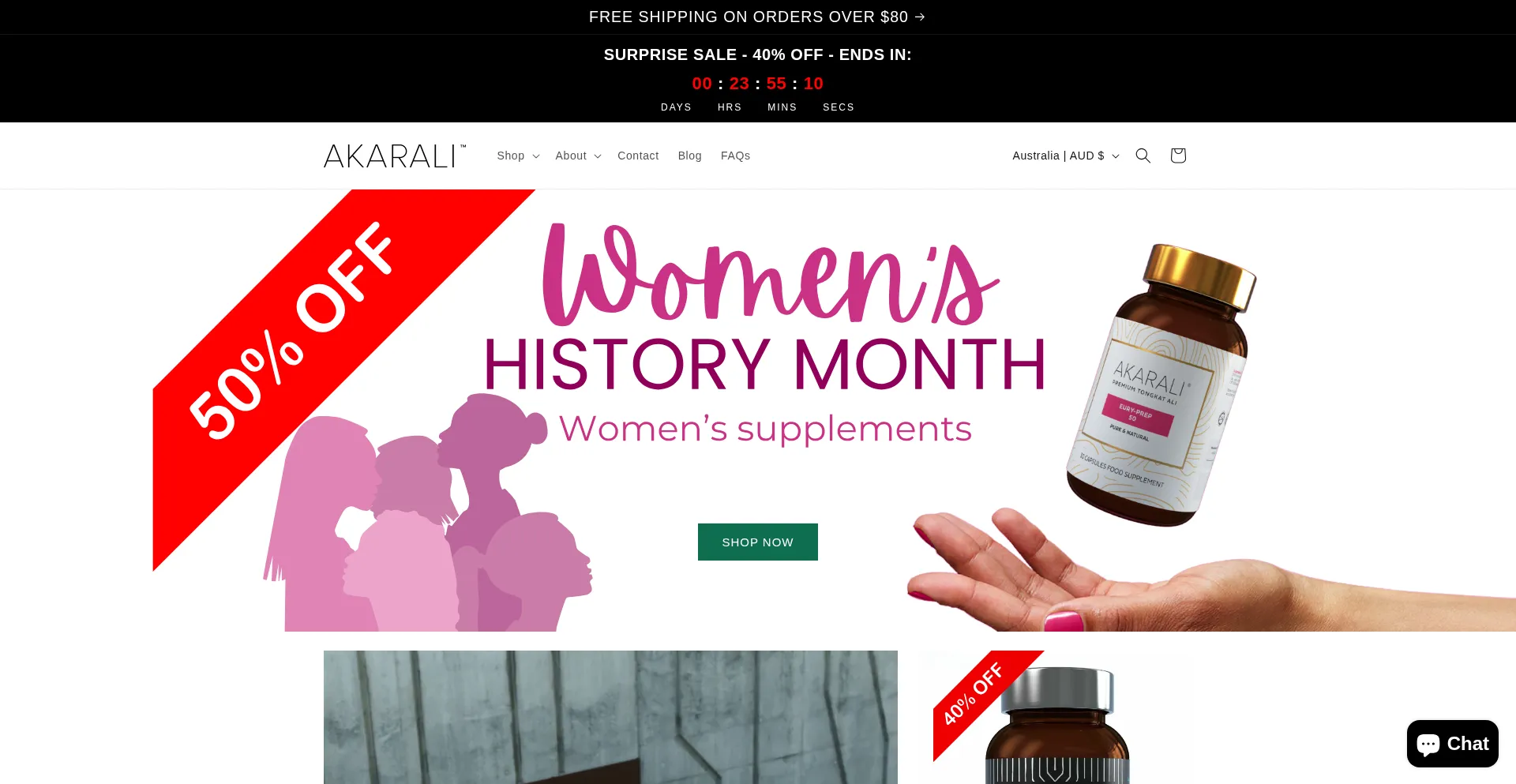 Website screenshot of Akarali.com.au
