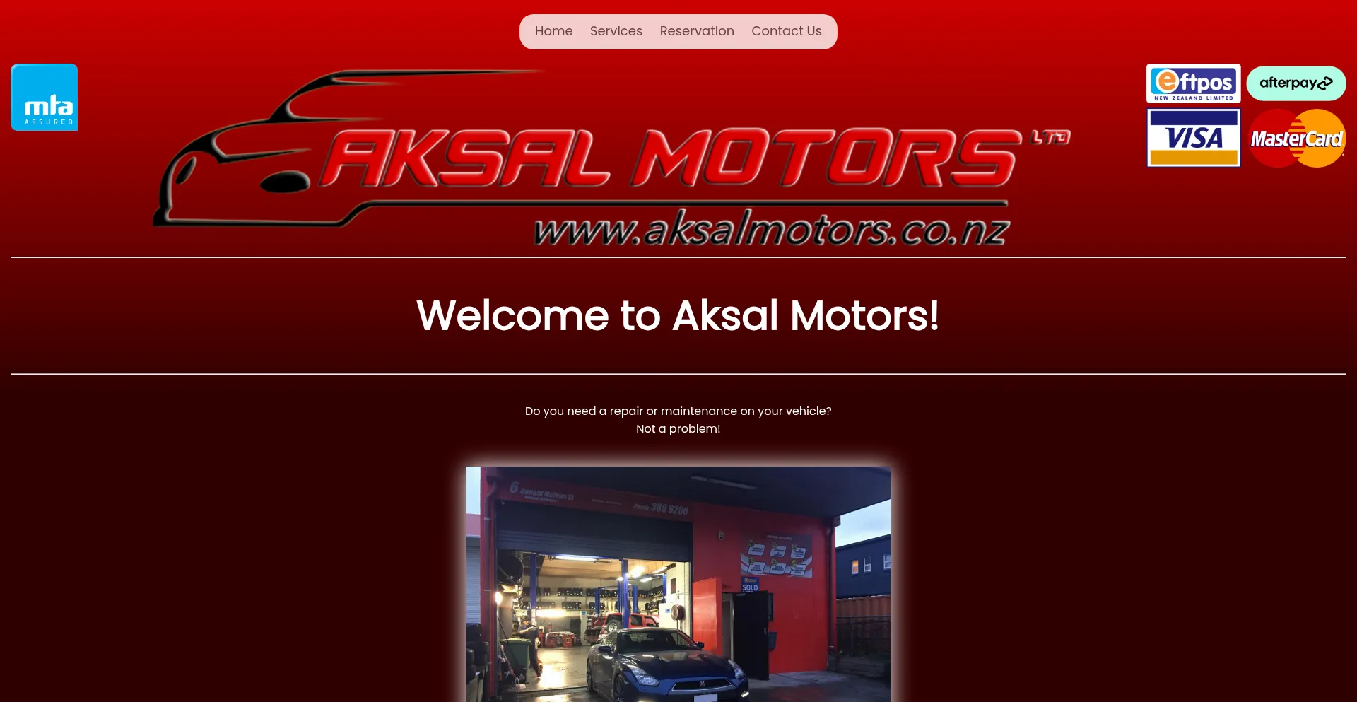 Website screenshot of Aksalmotors.co.nz