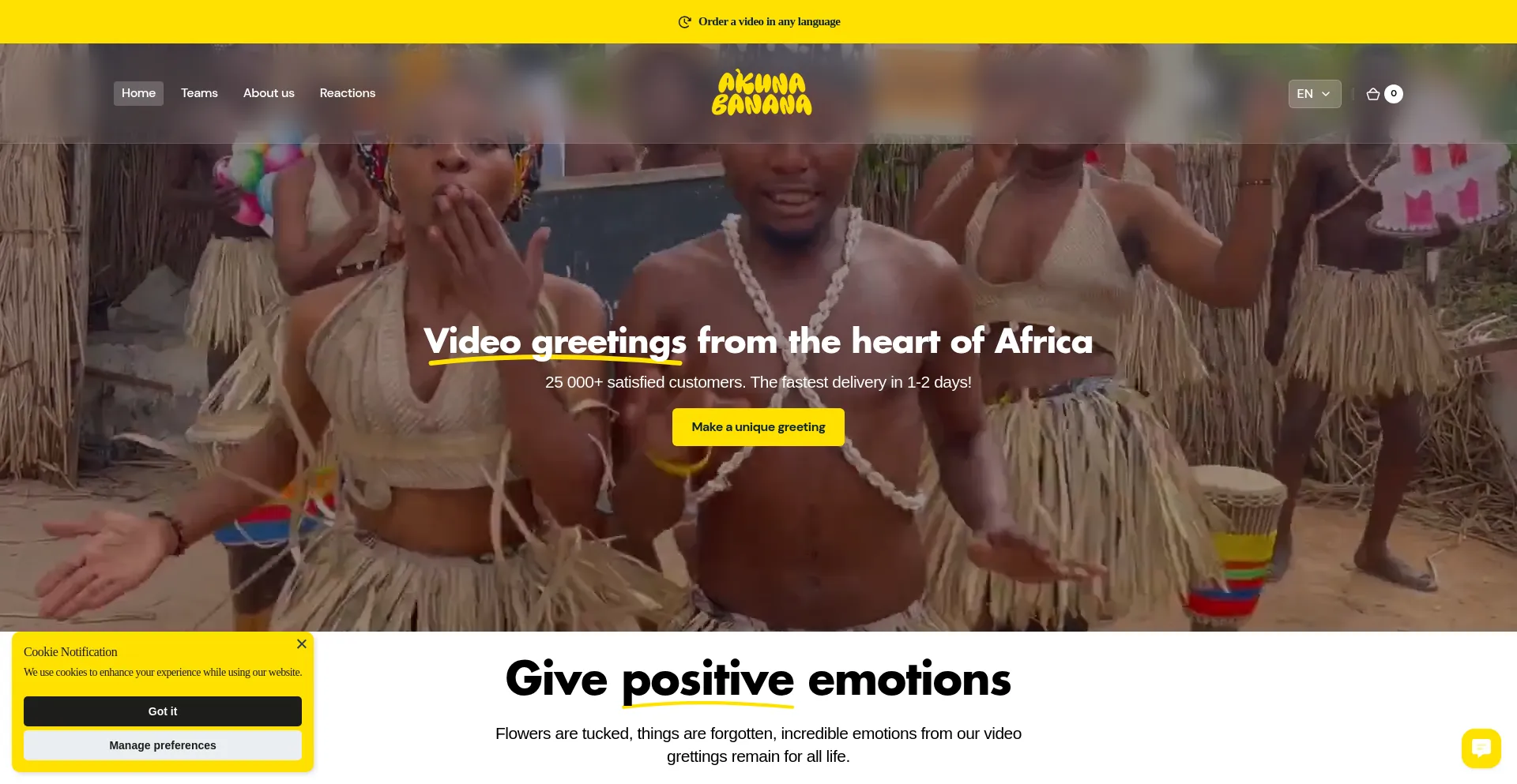 Website screenshot of Akunabanana.com