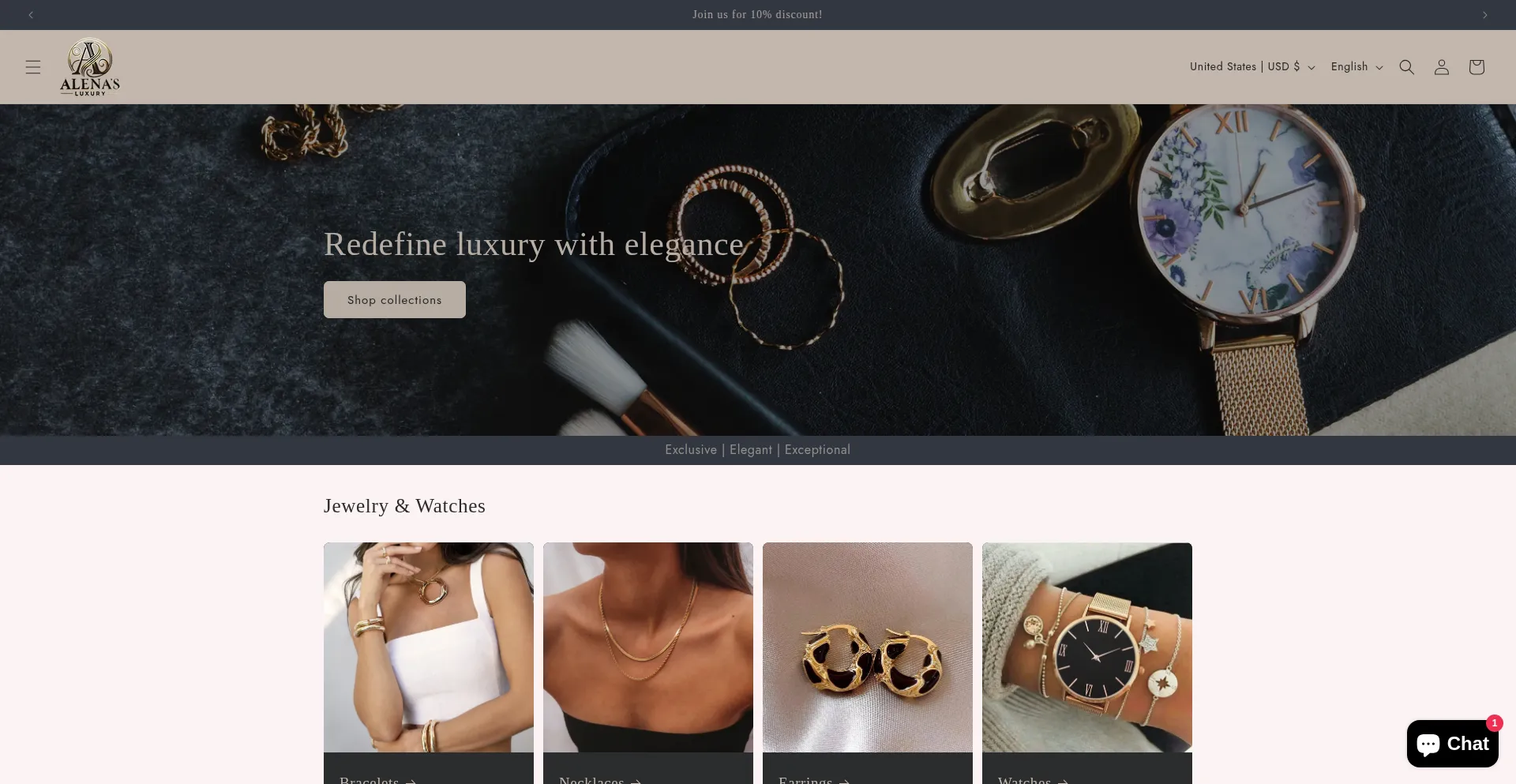 Website screenshot of Alenasluxury.com