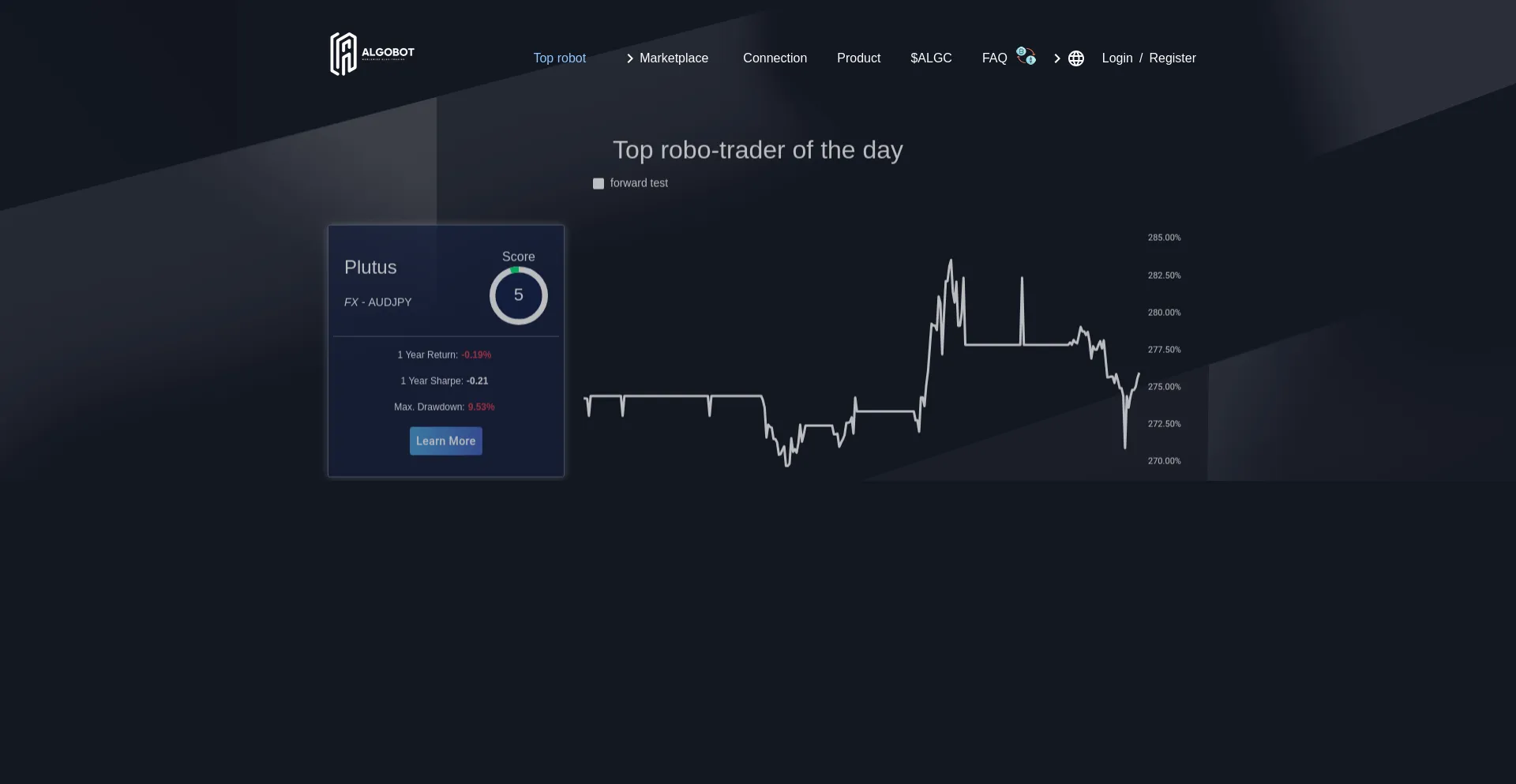 Website screenshot of Algobot.hk