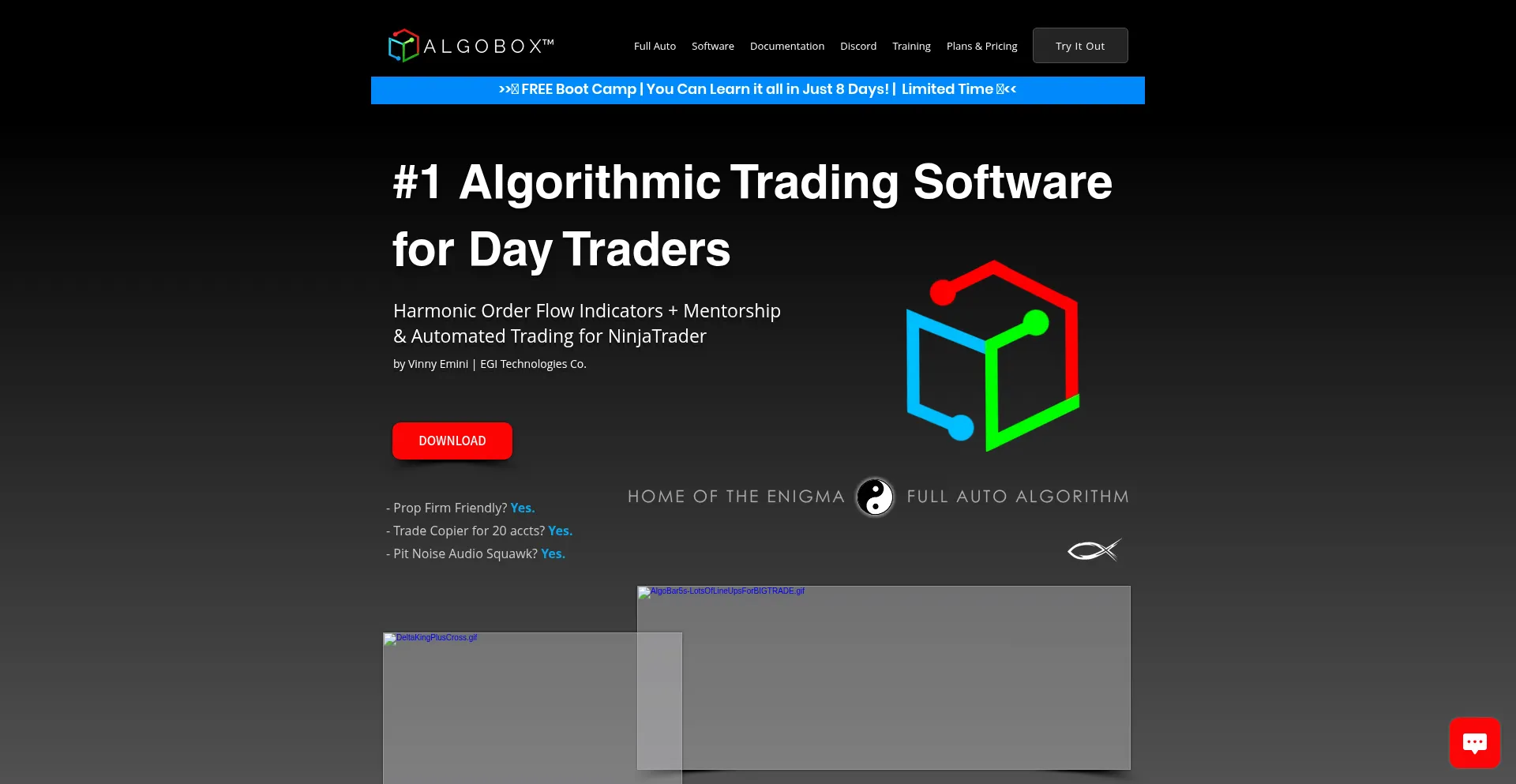 Website screenshot of Algoboxpro.com