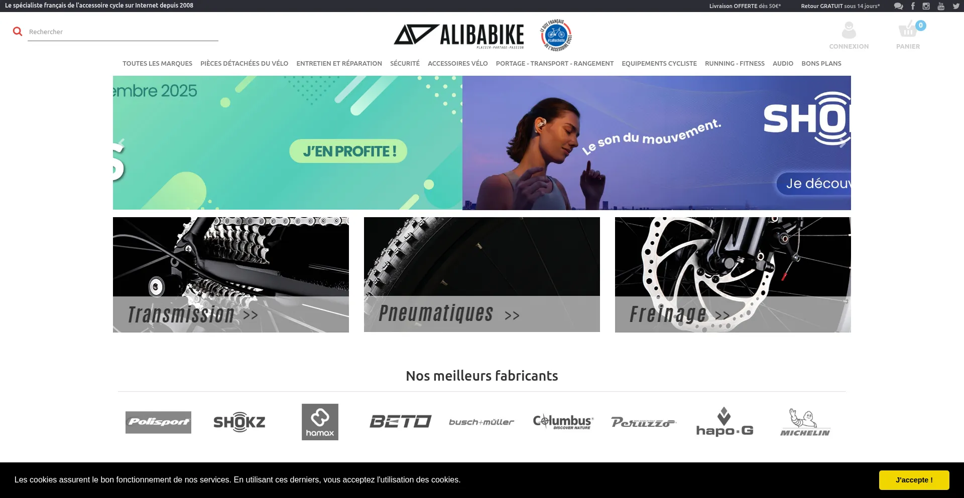 Website screenshot of Alibabike.com