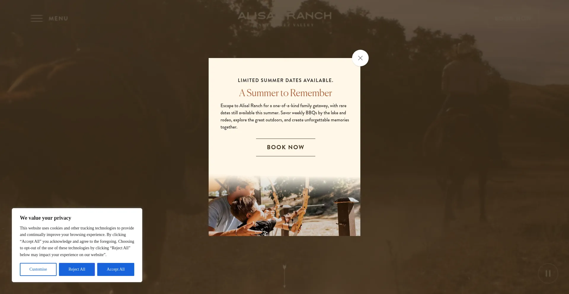 Website screenshot of Alisalranch.com