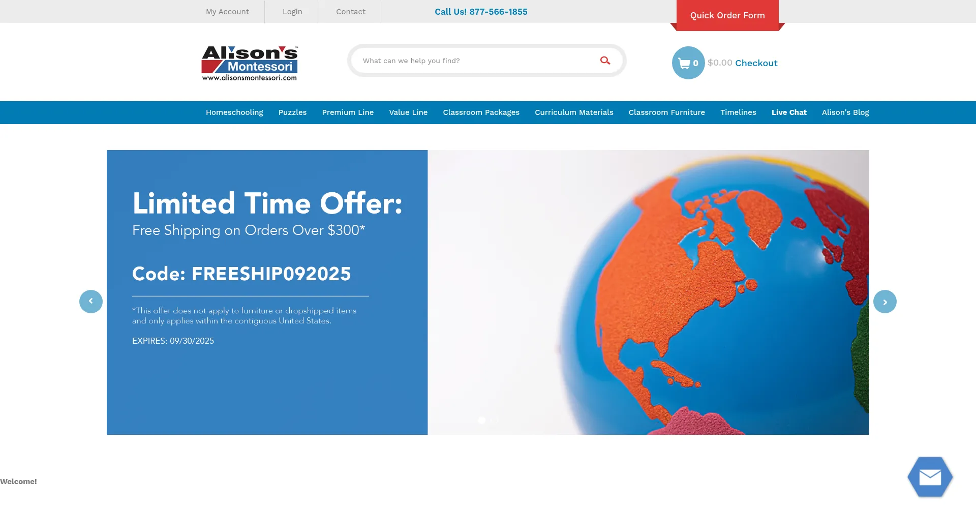 Website screenshot of Alisonsmontessori.com