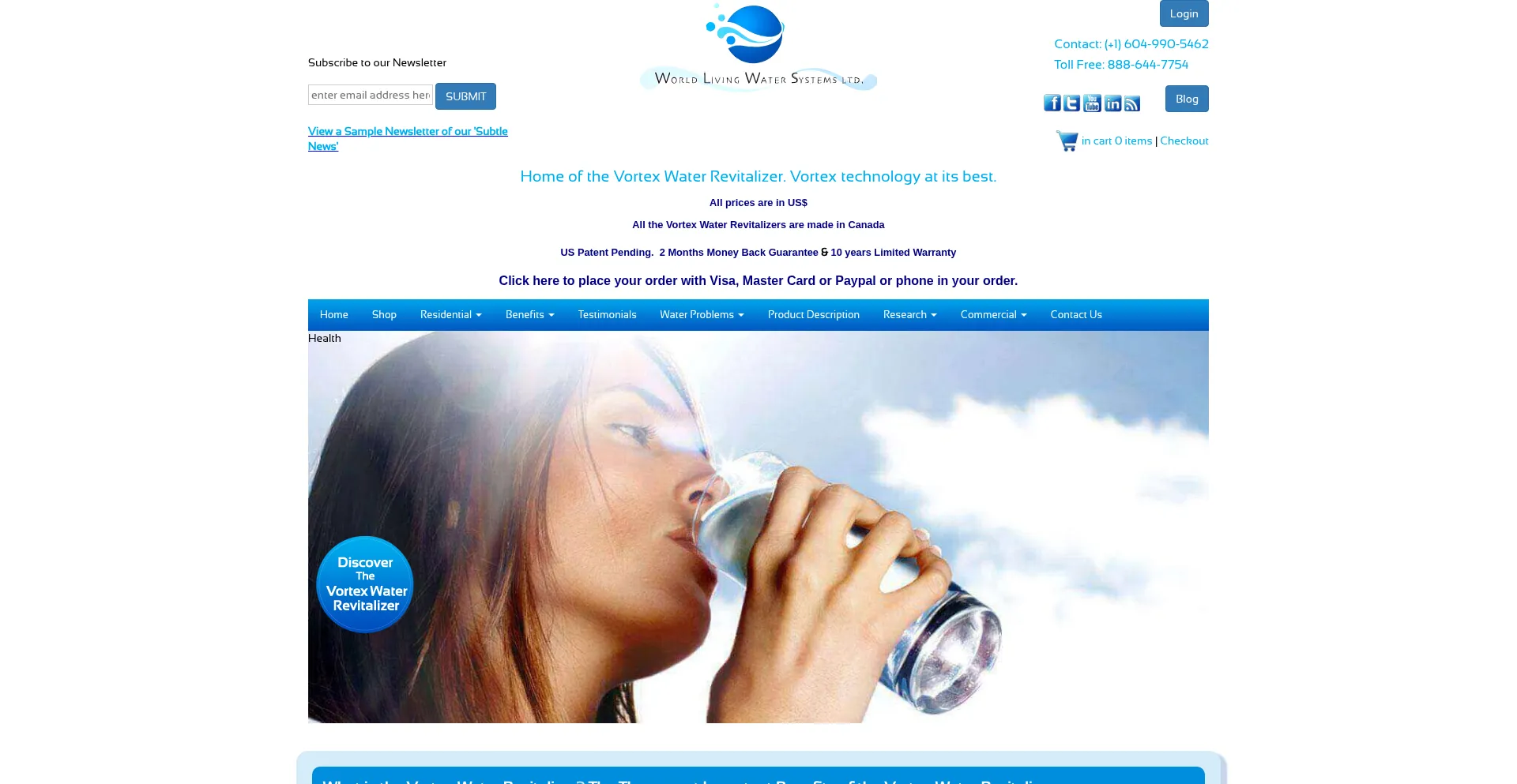 Website screenshot of Alivewater.com