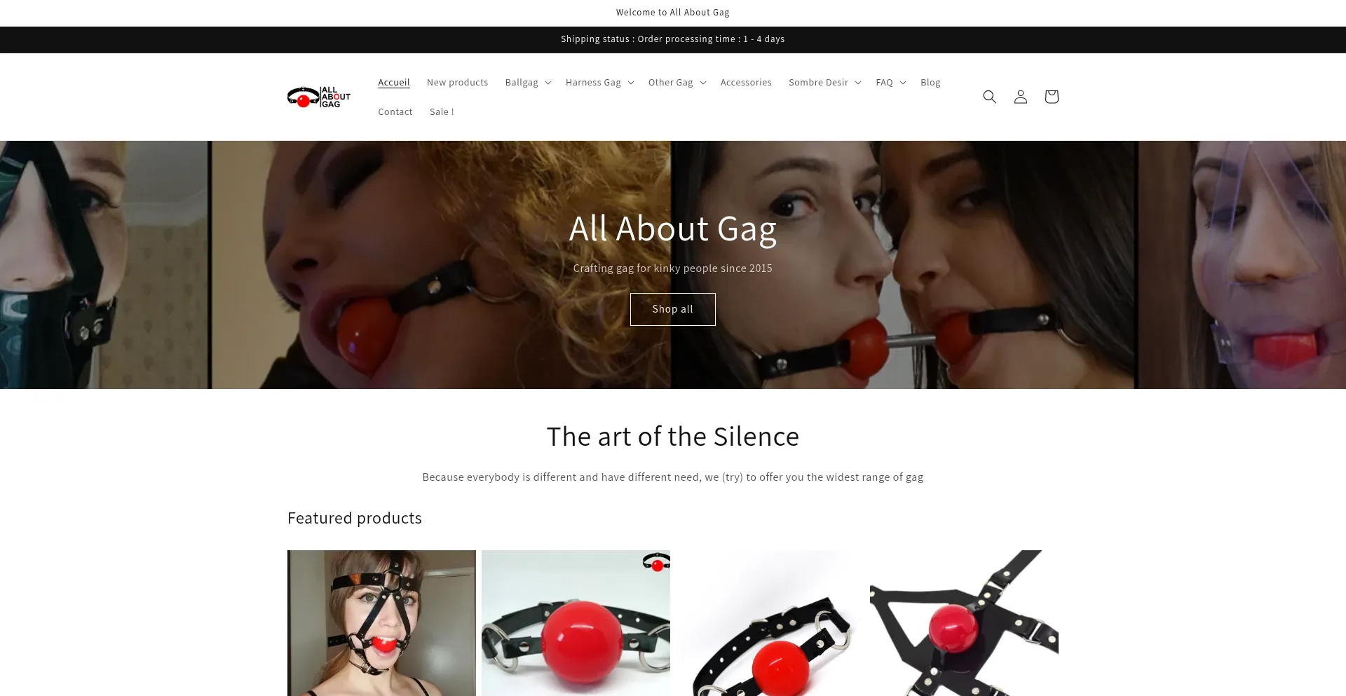 Website screenshot of Allaboutgag.com
