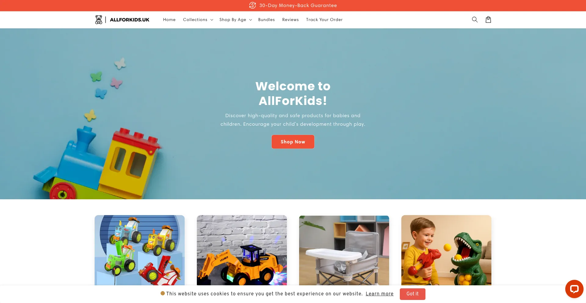 Website screenshot of Allforkids.uk