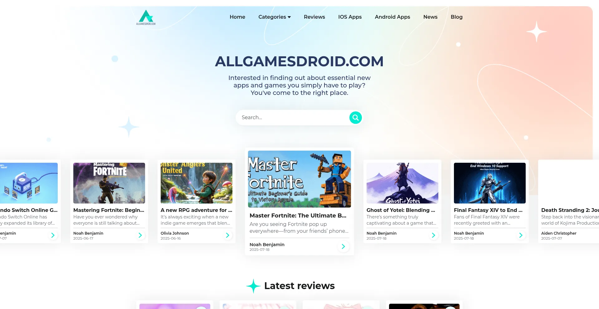 Website screenshot of Allgamesdroid.com